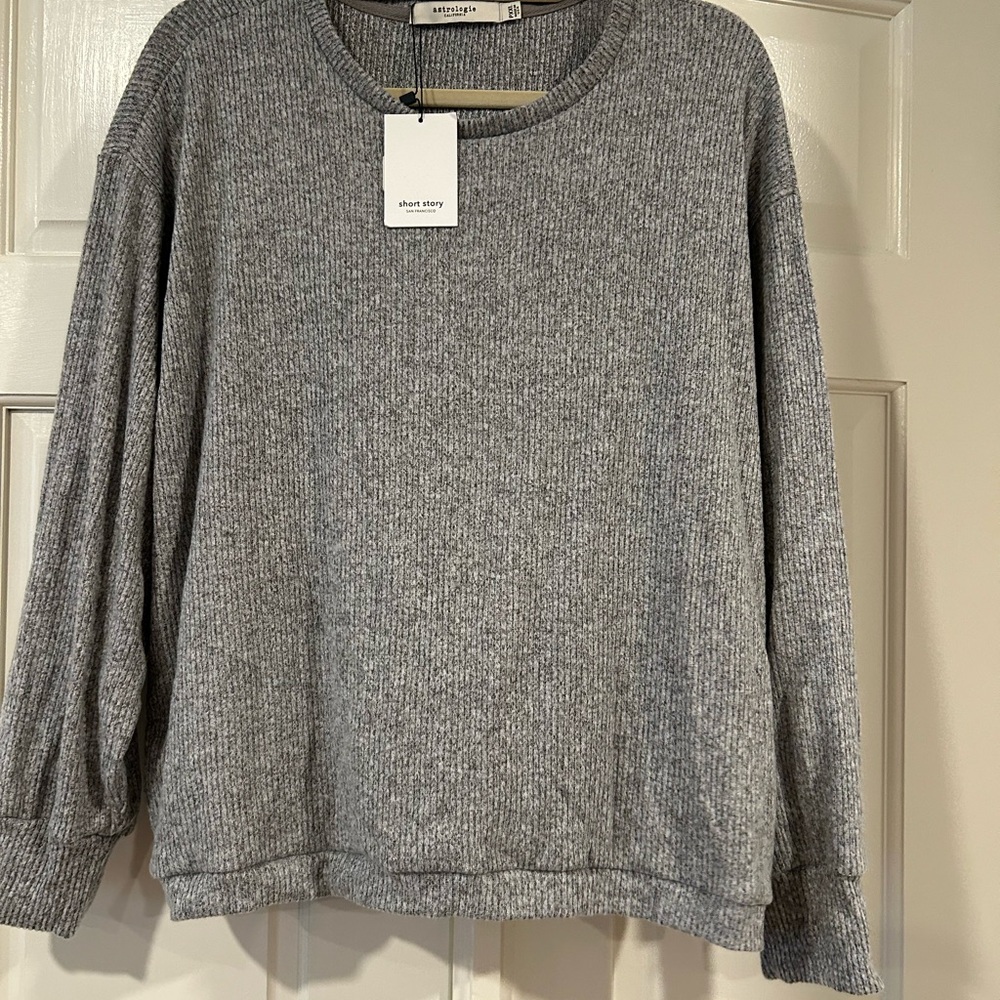 Astrologie petite gray ribbed pullover